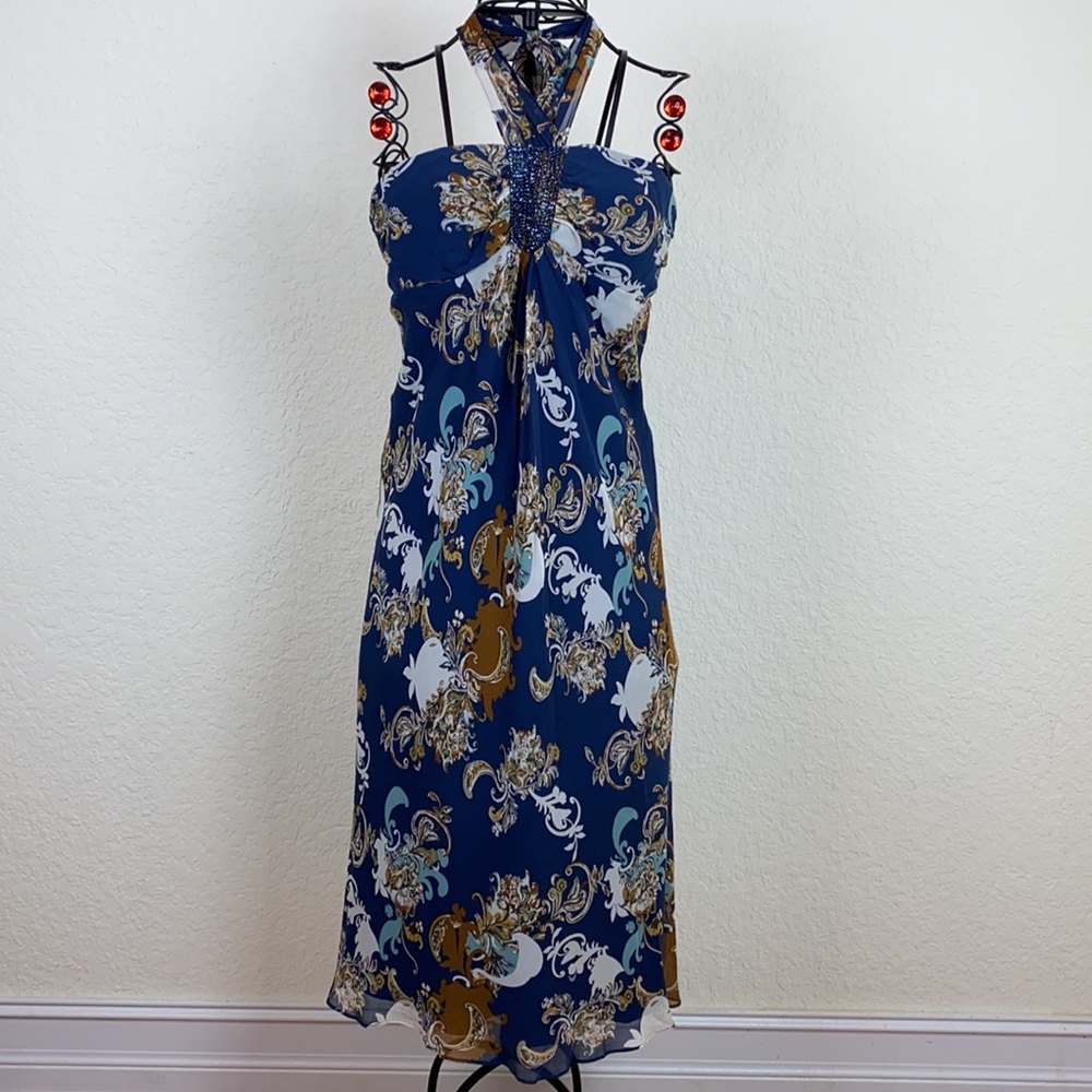 Max & Cleo blue floral cocktail dress size 12